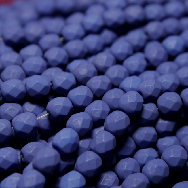 6mm Czech Fire Polished Neon Matte Blue - F607