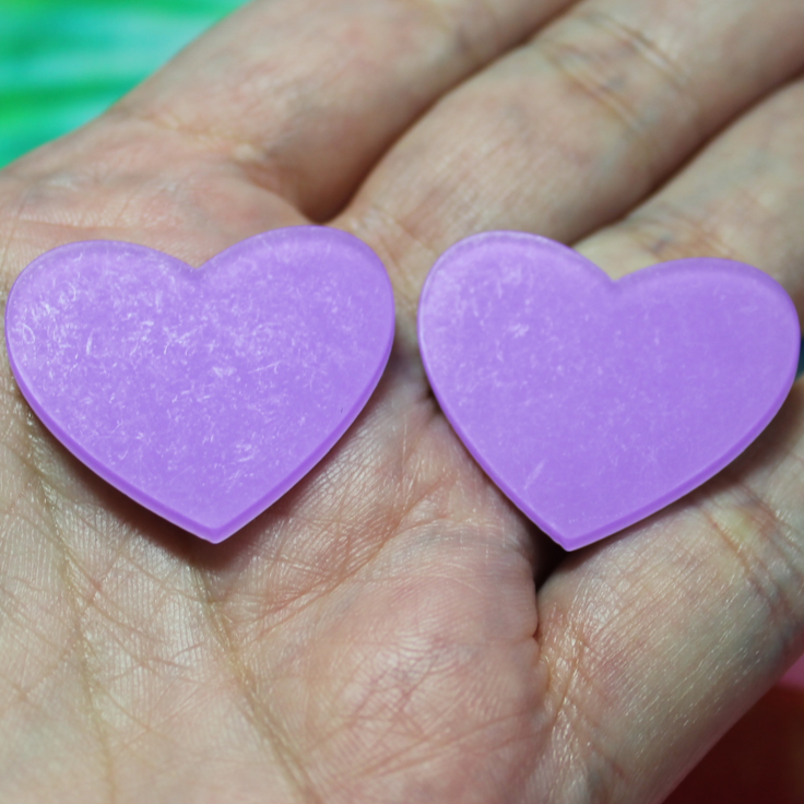 Purple Frosted Heart Acrylic Slab - S48 Cabochon
