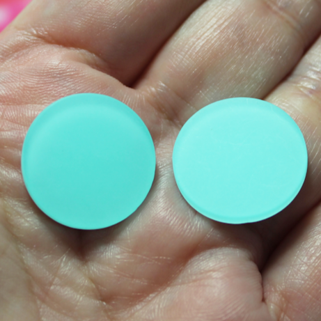 Turquoise Ocean Blue Frosted Round Acrylic Slab - S69