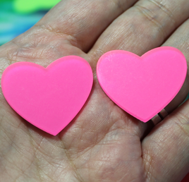Neon Pink Frosted Heart Acrylic Slab - FR3