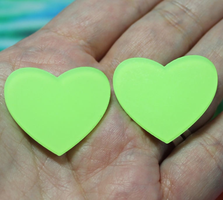 Neon Lime Frosted Heart Acrylic Slab - S50