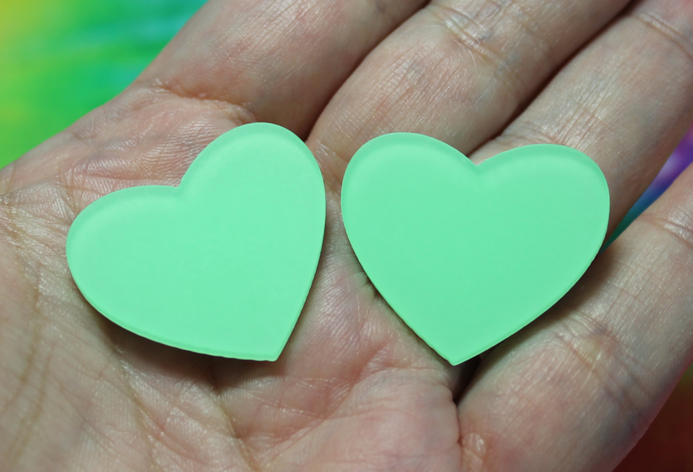 Seafoam Green Frosted Heart Acrylic Slab - S52