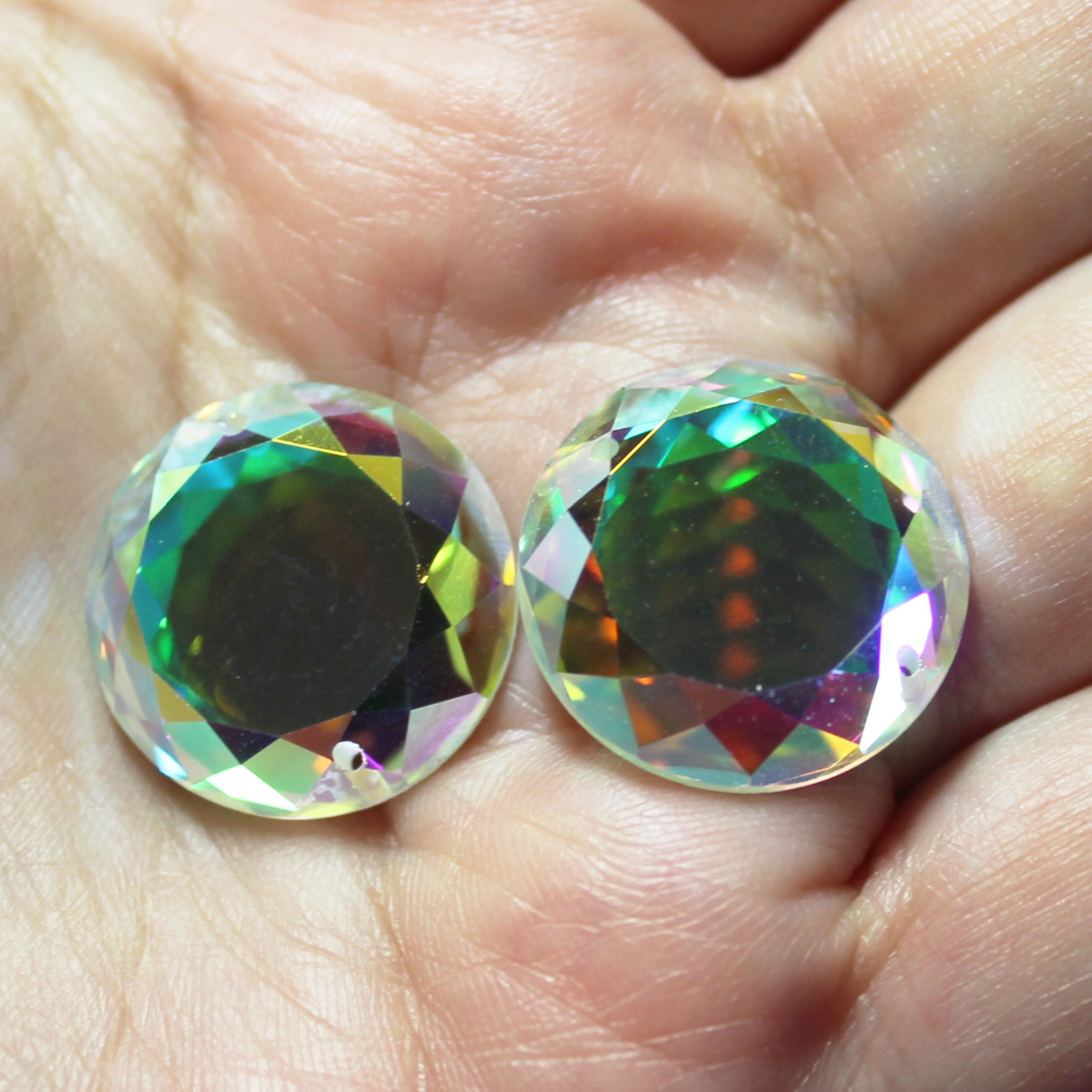 20mm (1 pr) Fancy Round Clear Glass AB - C130