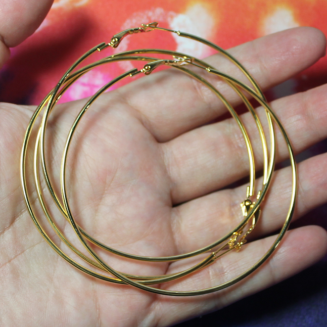 (2 pr) 70mm Gold Plated Hoop Earrings - Hoop 5