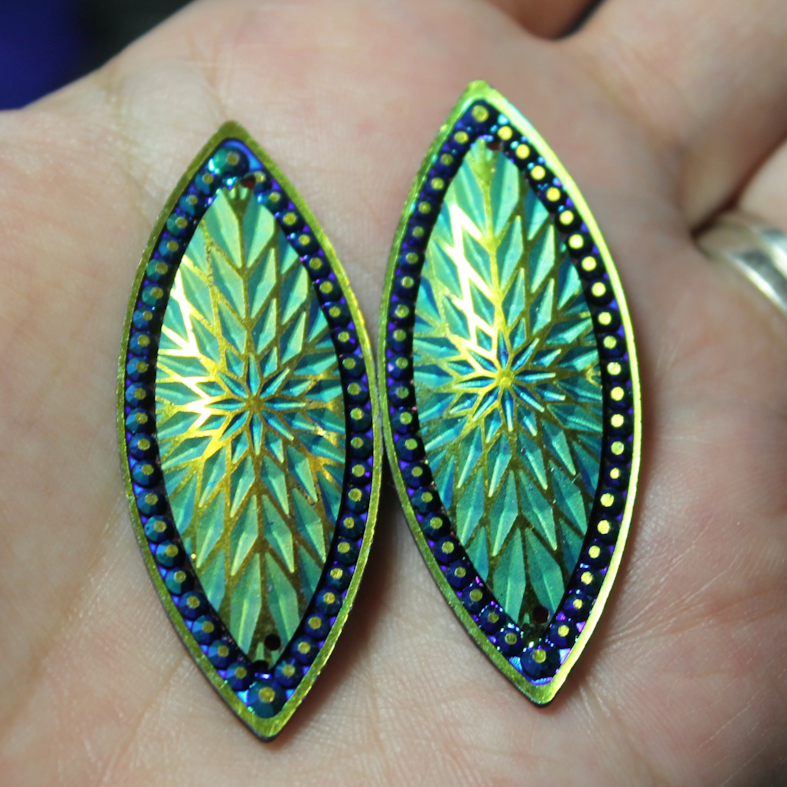 Dark Blue AB Navette Starblanket Resin sew on Gems - S139