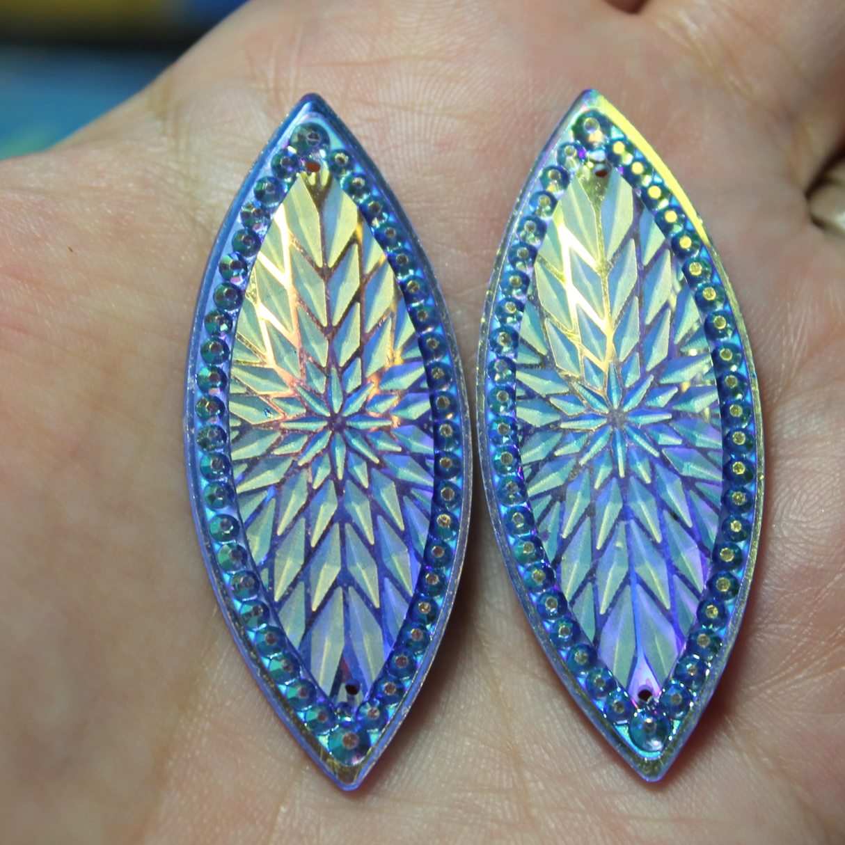 Blue AB Navette Starblanket Resin sew on Gems - S135