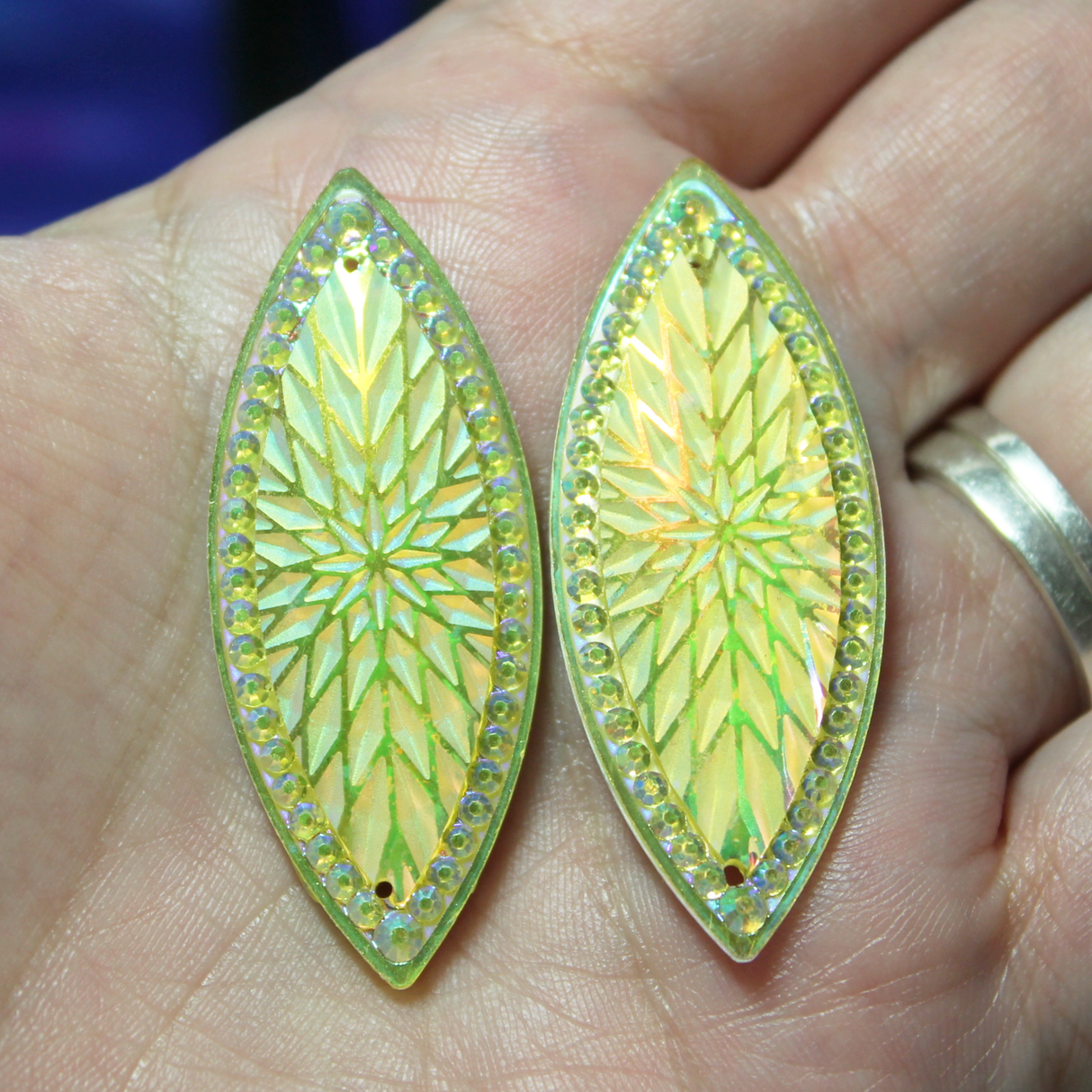 Yellow AB Navette Starblanket Resin sew on Gems - S128