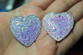 Lavender Druzy Heart Resin sew on Gems - A33
