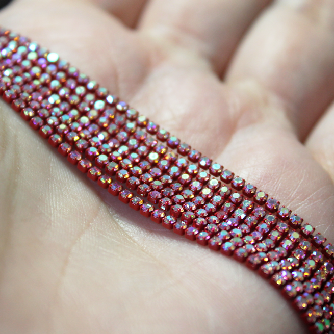 5 yards SS6 Clear AB red metal banding - MB6T