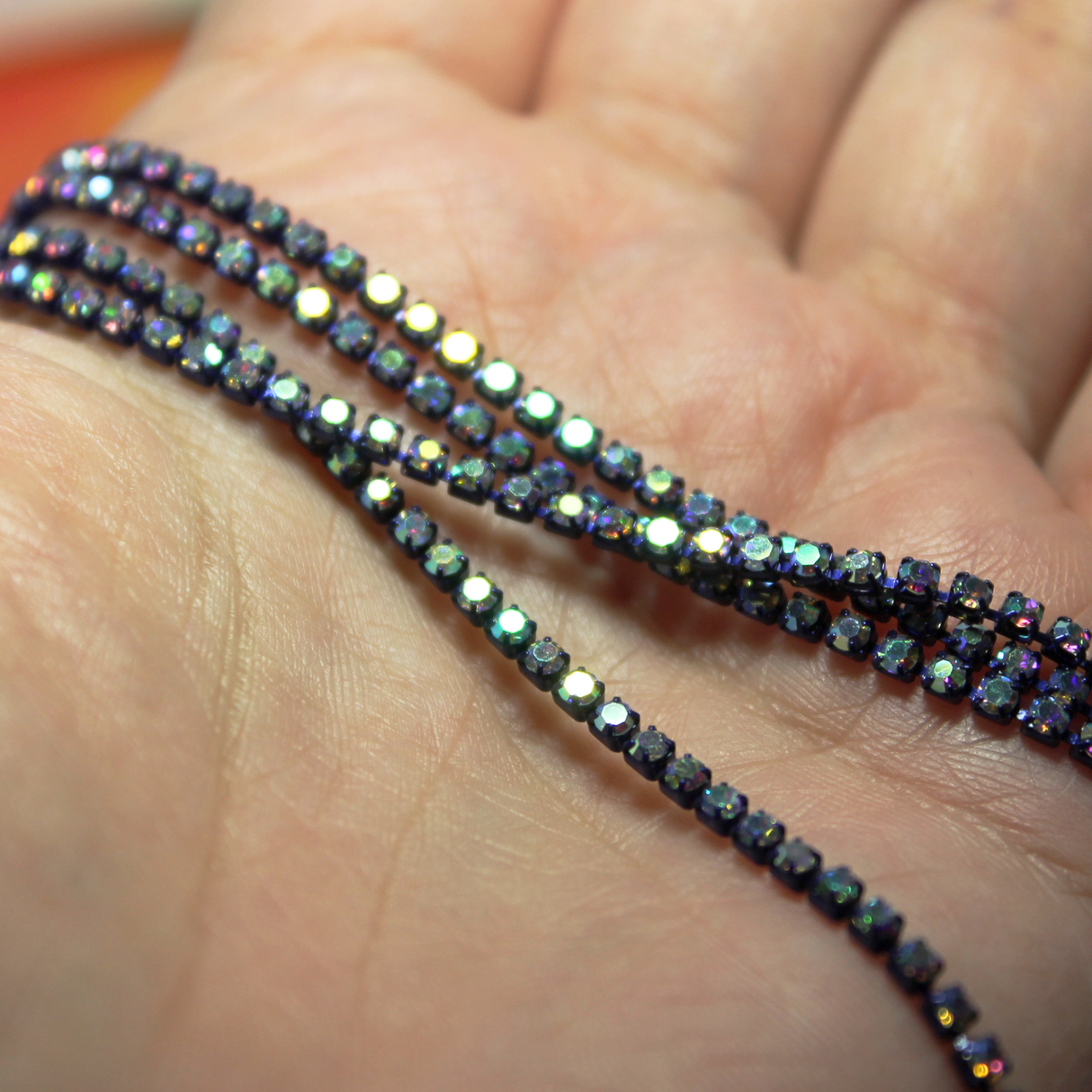 5 yards SS6 Metallic Blue Sapphire Clear AB Banding - MB6Z