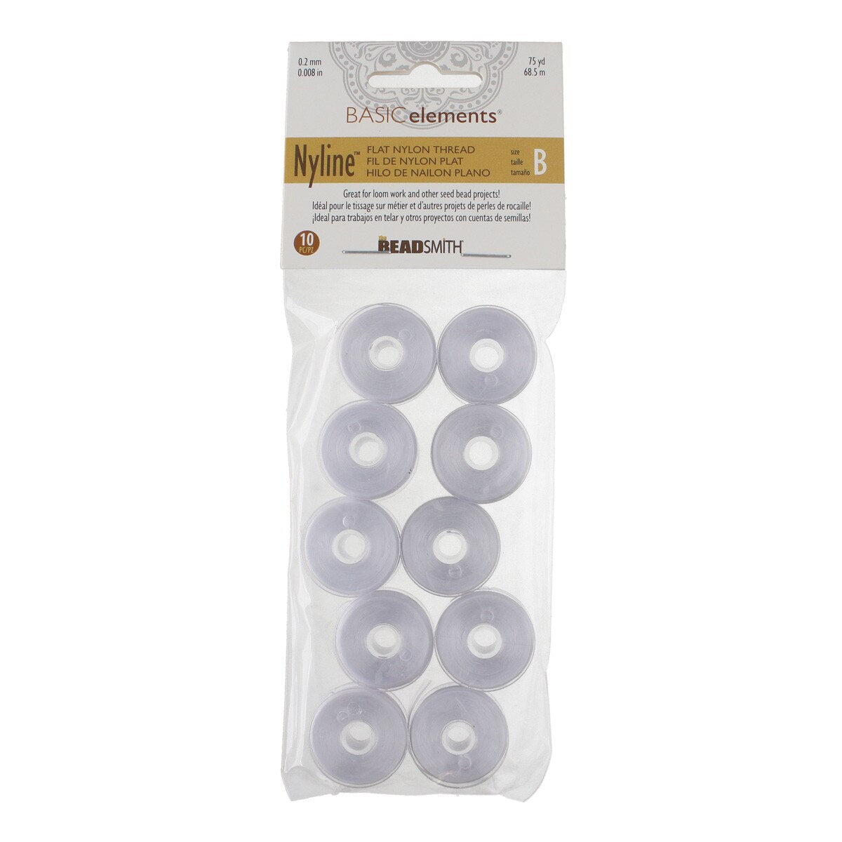 White Nyline - 75 yard Bobbin B - 10 pack