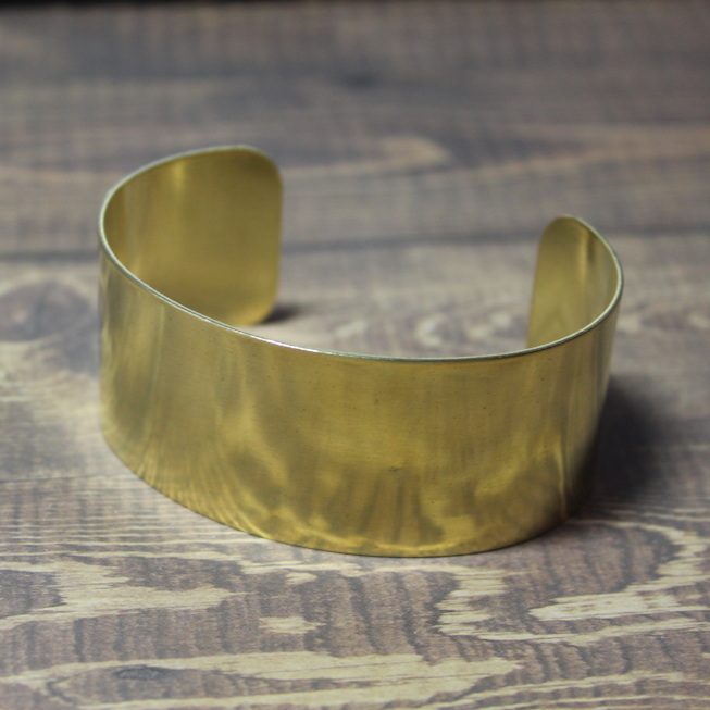 1 & 1/8 inch wide, flat raw brass cuff bracelet - CB3