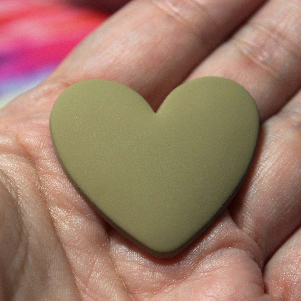37mm Matte Heart Resin Cabochon Khaki - P101