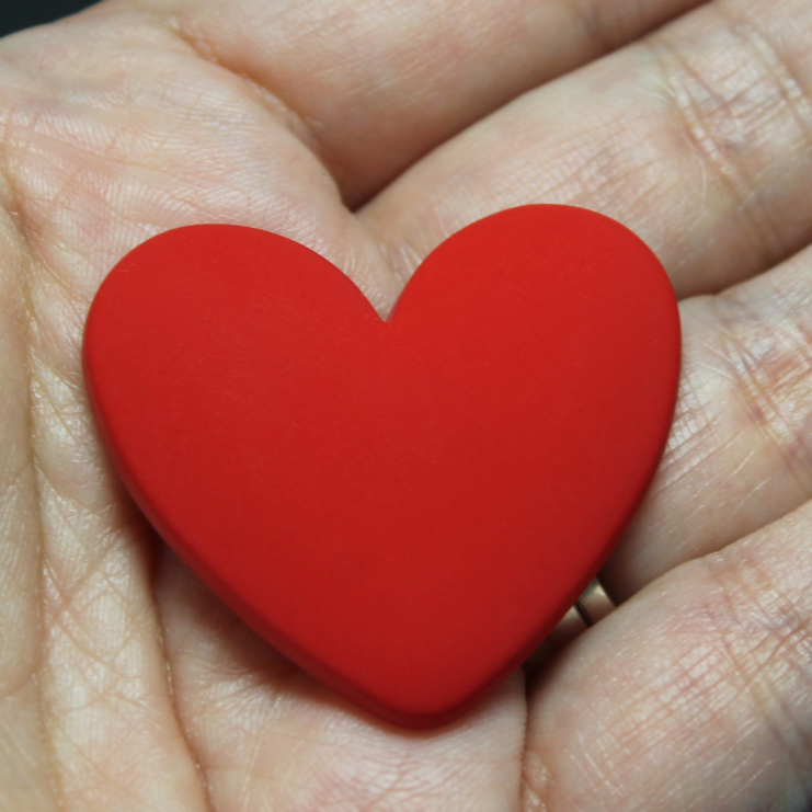 37mm Matte Heart Resin Cabochon Red - P62