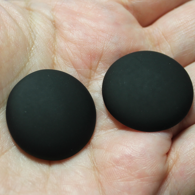 24mm Matte Round Resin Cabochon Black - P70
