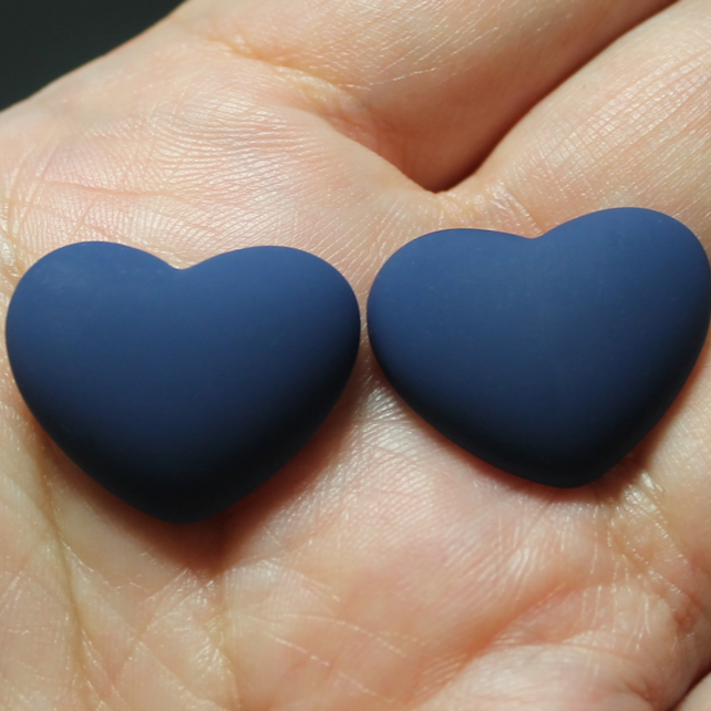 17x22 Matte Heart Resin Cabochon Dark Navy - P80