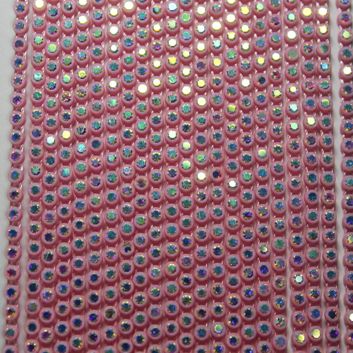 10 yrd - SS6 Pink w/ Clear AB rhinestone banding - PB6B-10