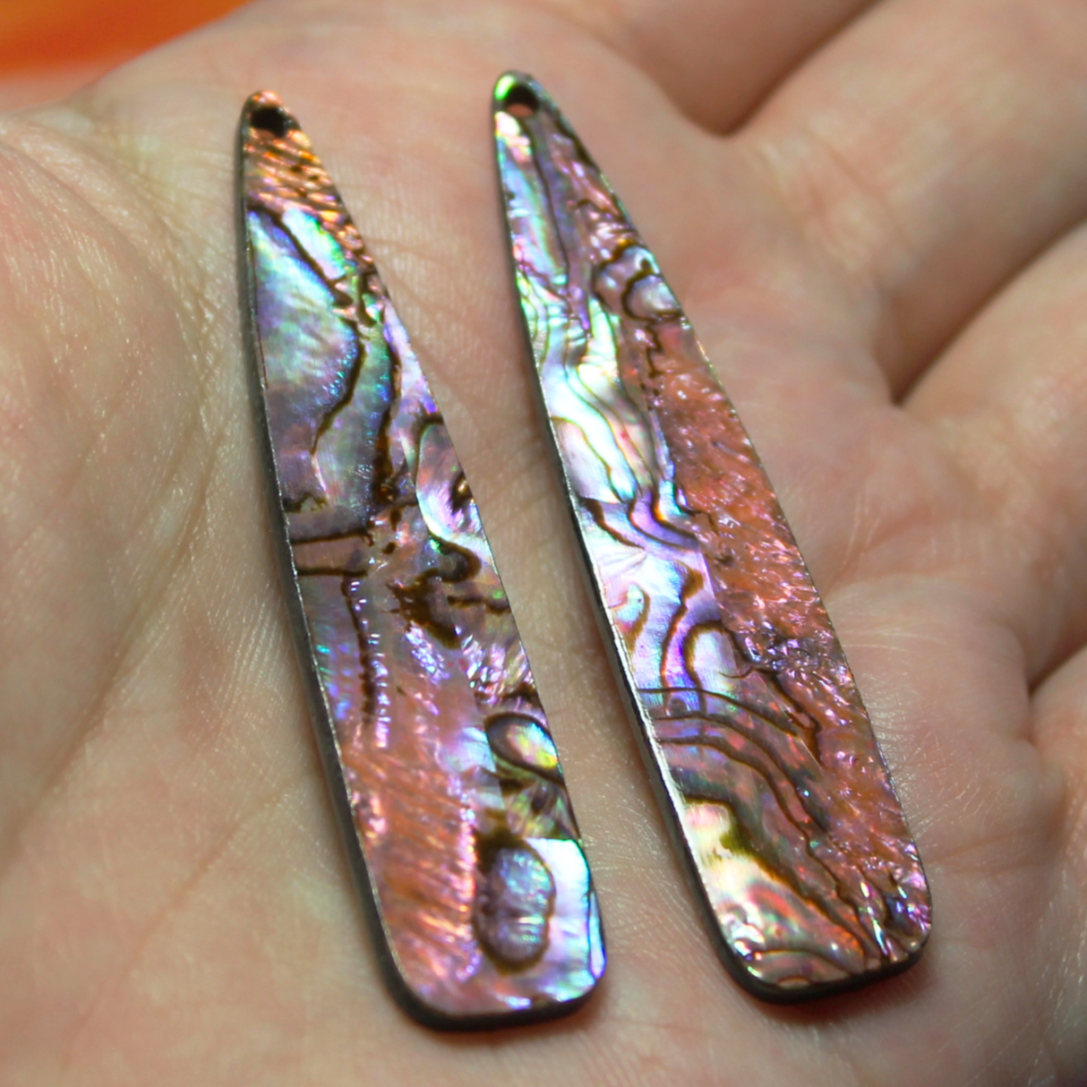 Pink Abalone Veneer Acrylic Droplet - S162