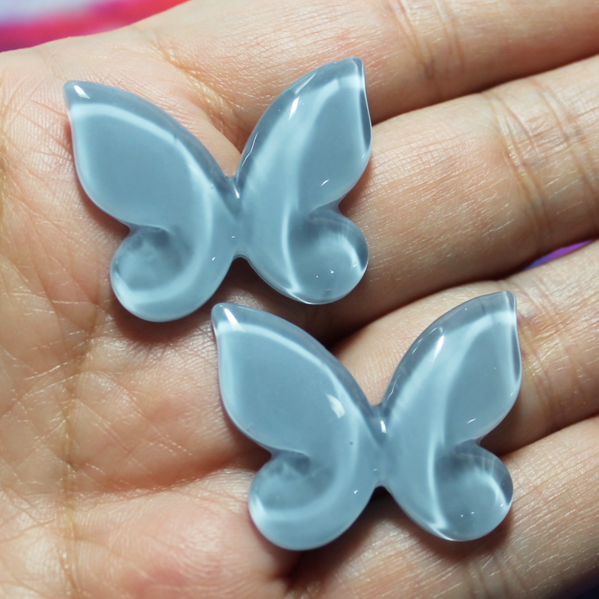 Dusty Blue Butterfly Cabochon - S114
