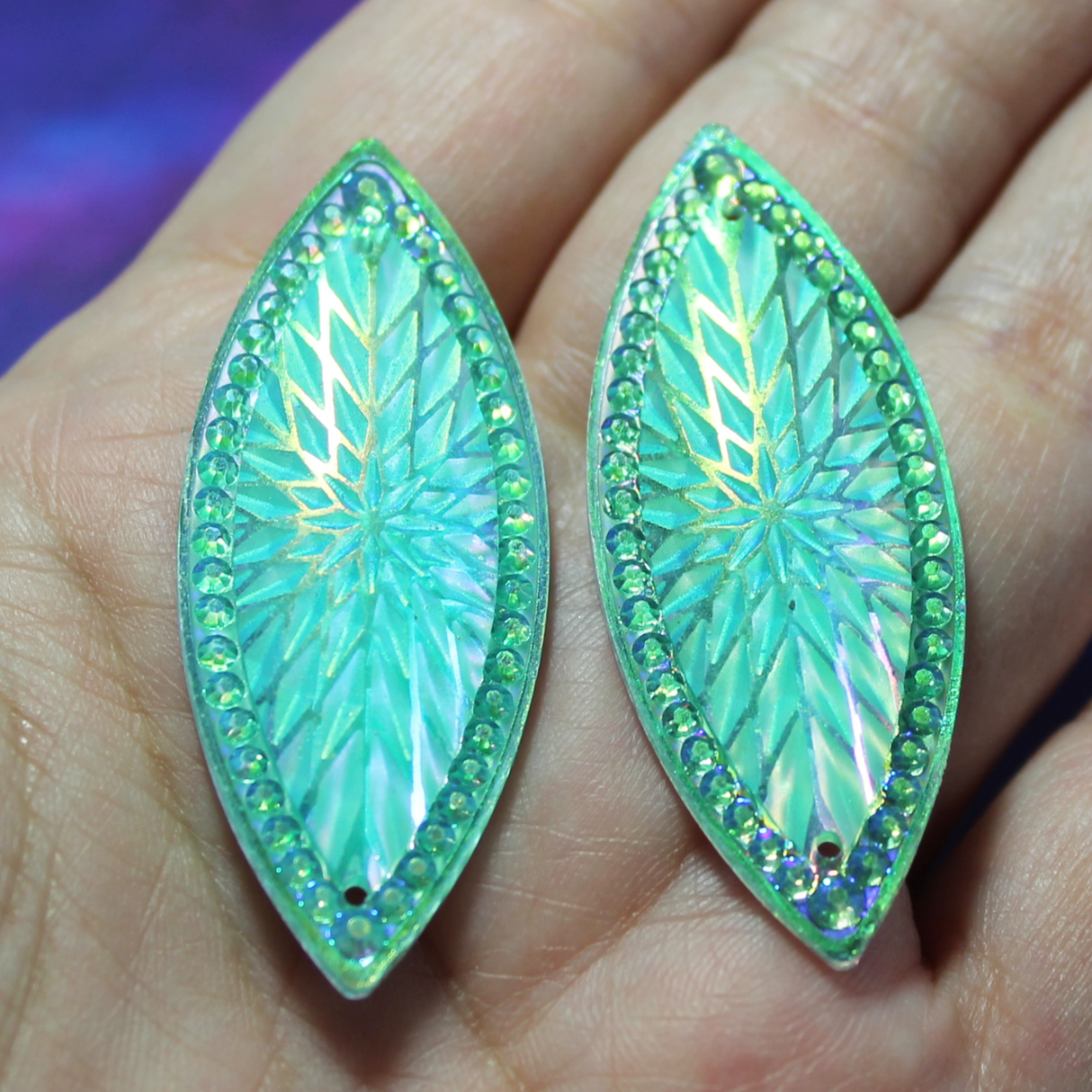 Turquoise AB Navette Starblanket Resin sew on Gems - S132