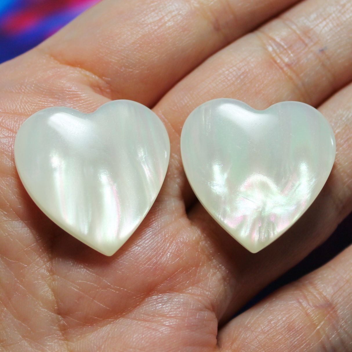 White Heart Resin Faux Pearl Cabochons - S147