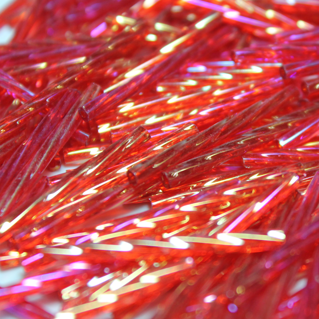 30mm Twisted Bugles - Transparent Red Rainbow - T30B