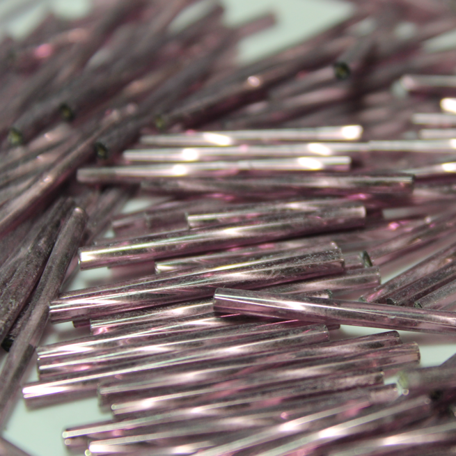 30mm Twist Bugles - Silver Lined Amethyst - T30C