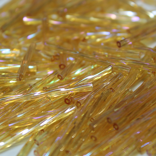 30mm Twist Bugles - Transparent Topaz Rainbow - T30E