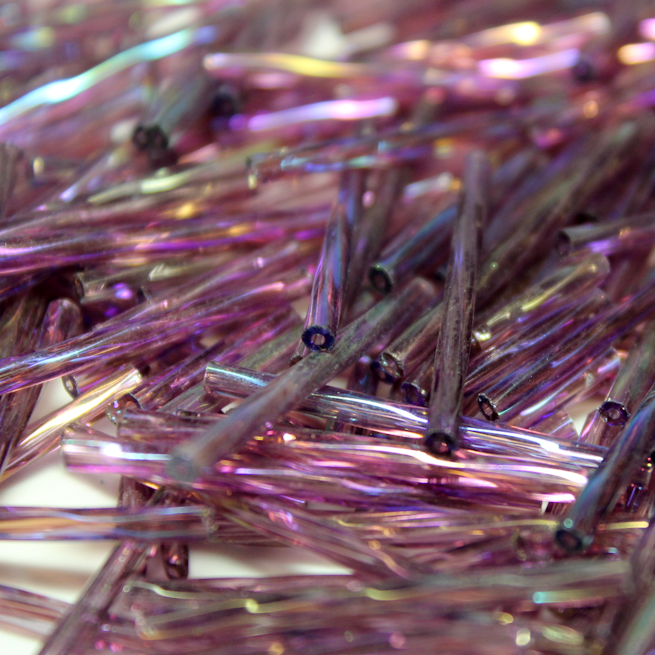 30mm Twist Bugles - Transparent Amethyst Rainbow - T30G