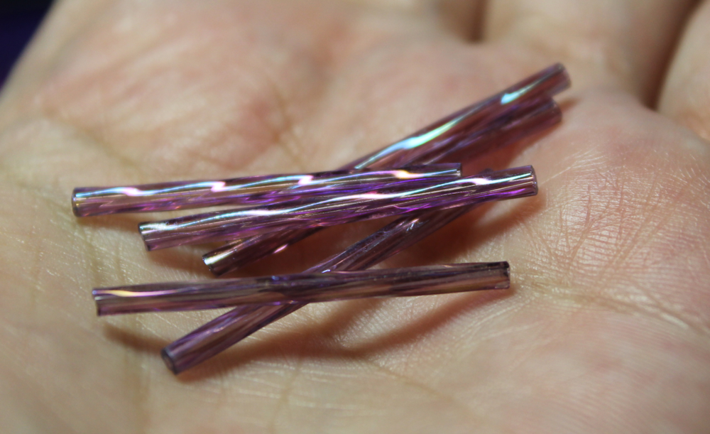 30mm Twist Bugles - Transparent Amethyst Rainbow - T30G