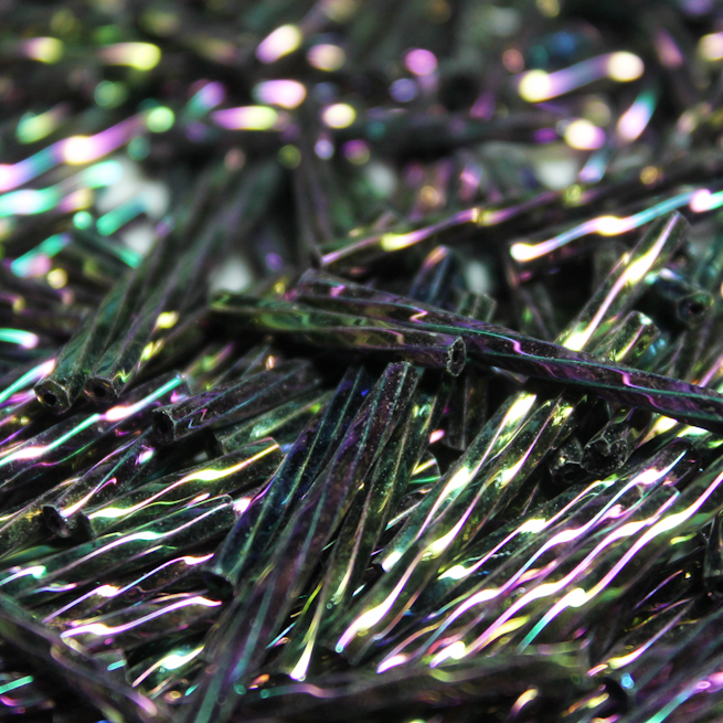 30mm Twist Bugles Amethyst Metallic Iris Rainbow - T30K