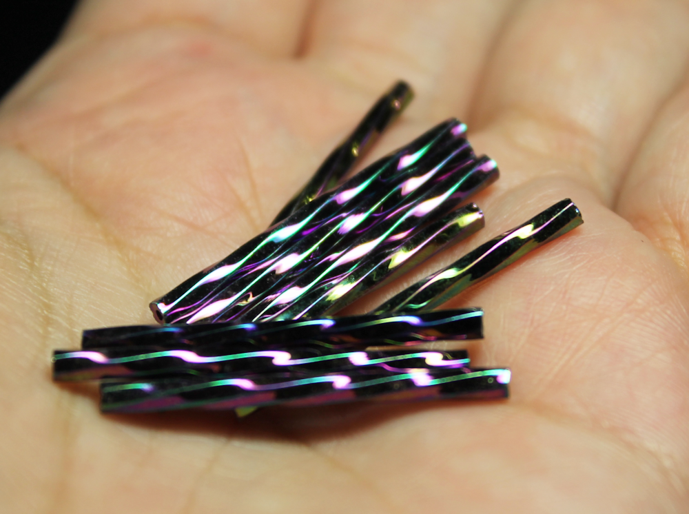 30mm Twist Bugles Amethyst Metallic Iris Rainbow - T30K