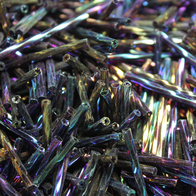 30mm Twist Bugles - Purple Metallic Iris Rainbow - T30M