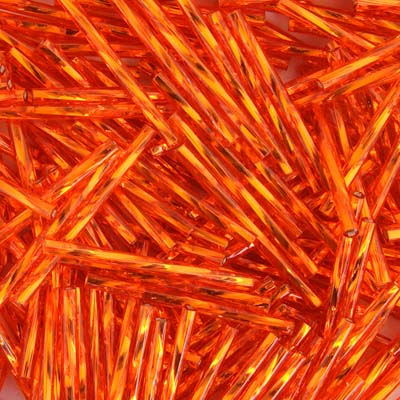 30mm Twisted Bugles - Silver Lined Transparent Orange - T30U