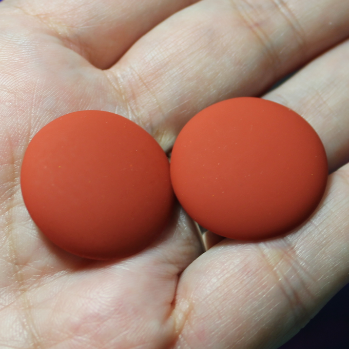 24mm Matte Round Resin Cabochon Dark Terracotta - P78