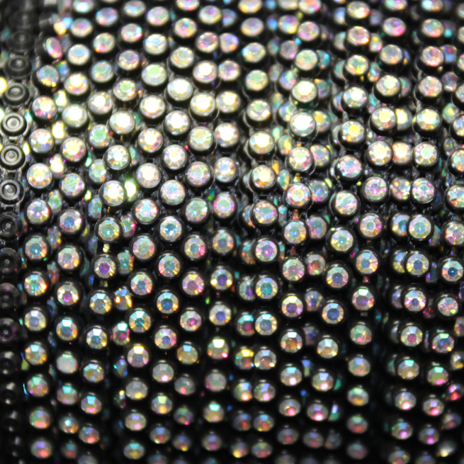 2 yrds - SS6 Black w/ Clear AB rhinestone banding - PB6F-2