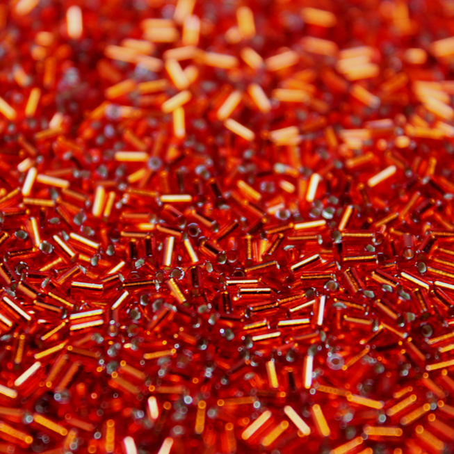 Silver Lined Red Bugles ~ 3mm 11