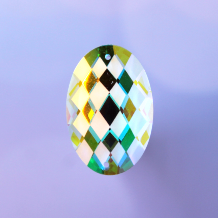 20x30mm (1 pr) Semi-Frosted Oval Checkerboard Glass AB - C124