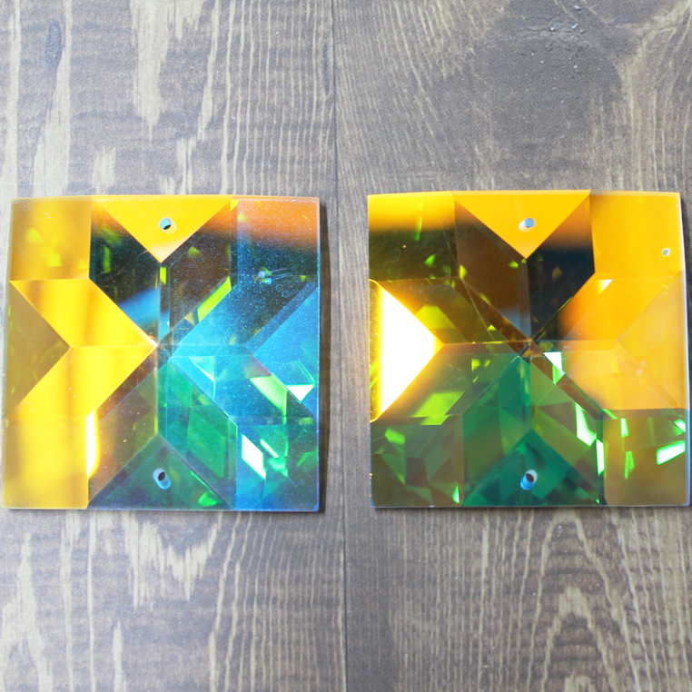 40mm (1 pr) Hope Star Square Clear Glass AB Rhinestone - C127