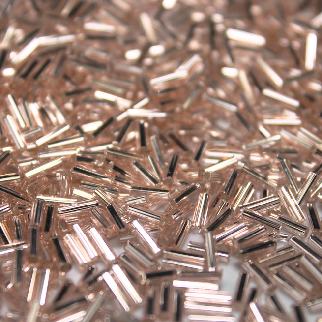 Silver Lined Pale Salmon Bugles ~ 6mm STRAIGHT 12A