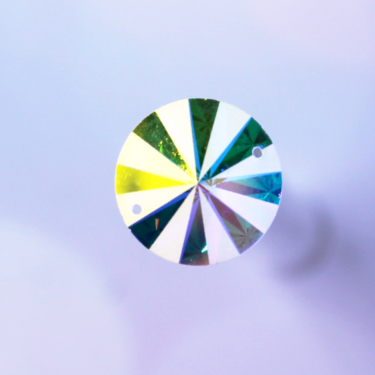 20mm (1 pr) Semi-Frosted Rivoli Glass AB - C131