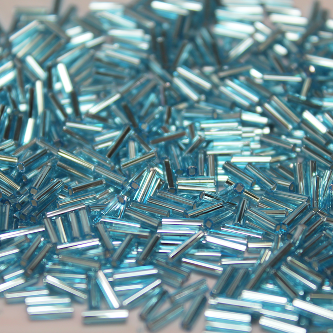 Silver Lined Aqua Bugles ~ 6mm STRAIGHT 18