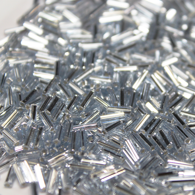 Silver Lined Pale Blue Bugles ~ 6mm STRAIGHT 19C