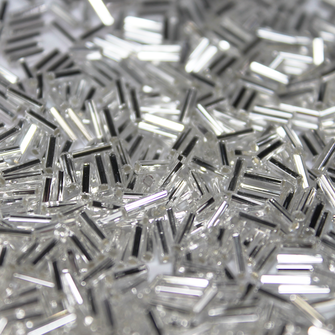 Silver Lined Crystal Bugles ~ 6mm STRAIGHT 1