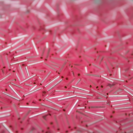 Silver Lined Dyed Pink Bugles ~  6mm STRAIGHT 22