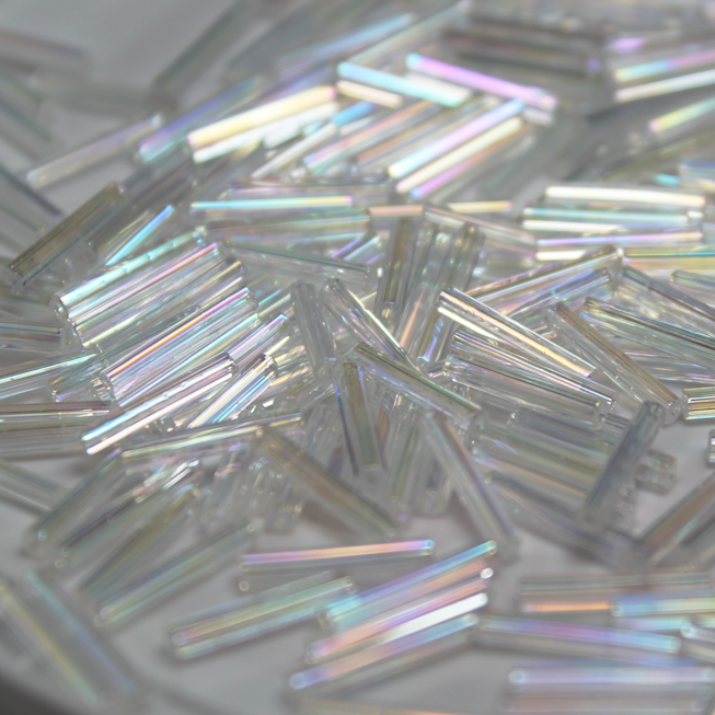 Crystal AB Bugles ~ 12mm STRAIGHT 250