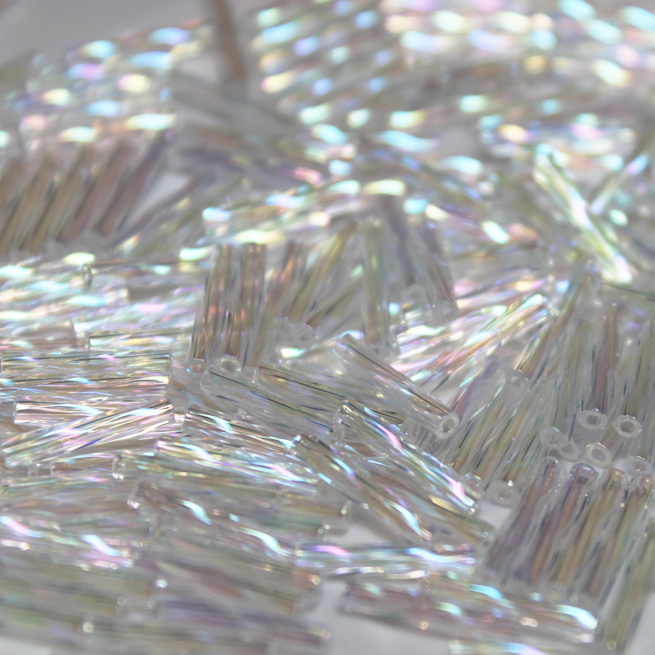Crystal AB Bugles ~ 12mm TWIST 250