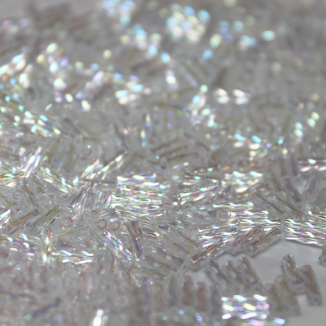 Crystal AB Bugles ~ 6mm SPIRAL 250