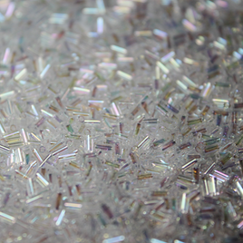 3mm Straight Bugles - Transparent Crystal AB - 250