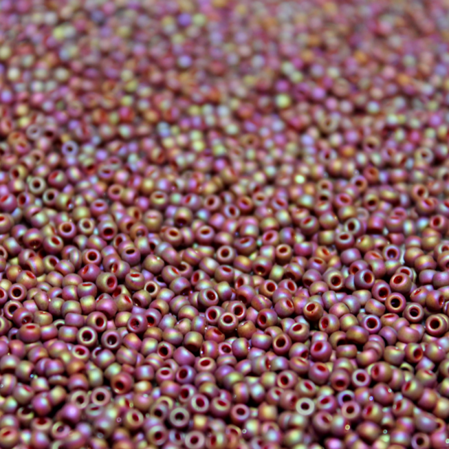 Semi Glazed Dark Red AB ~ 11/0 JSB 2639F Japanese seed beads